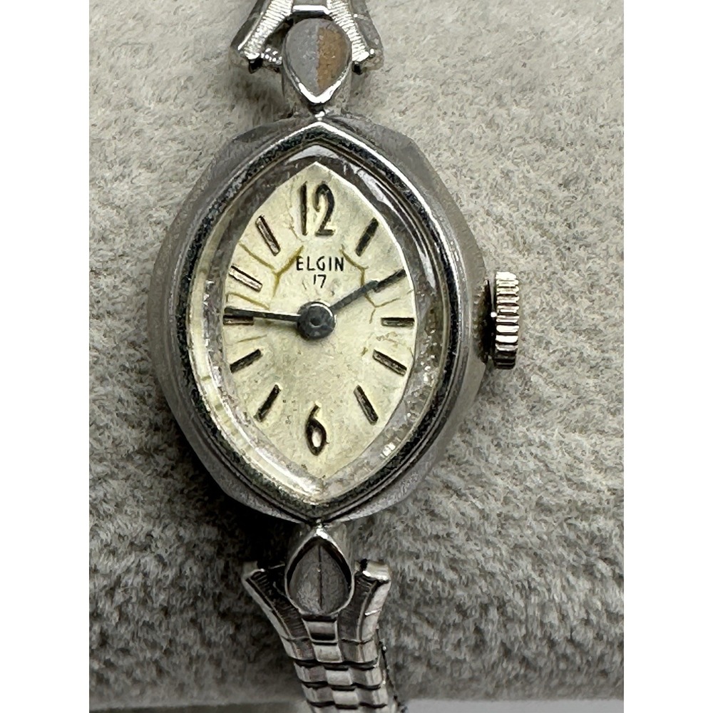 Elgin Manual Wind‎ Ladies Watch Works 16MM 5" Stretch Band J49